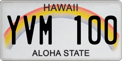 HI license plate YVM100