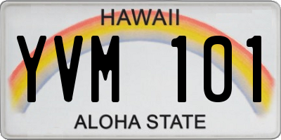 HI license plate YVM101