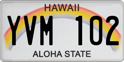 HI license plate YVM102