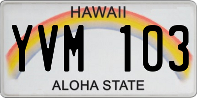 HI license plate YVM103
