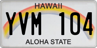 HI license plate YVM104