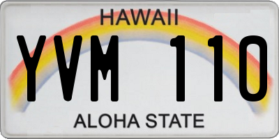 HI license plate YVM110