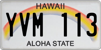 HI license plate YVM113
