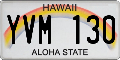 HI license plate YVM130