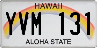 HI license plate YVM131