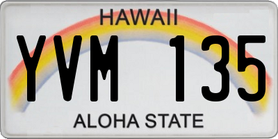 HI license plate YVM135