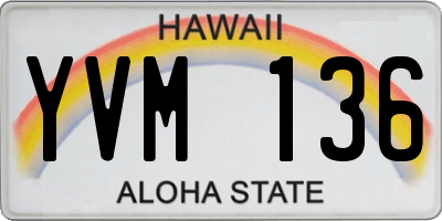 HI license plate YVM136