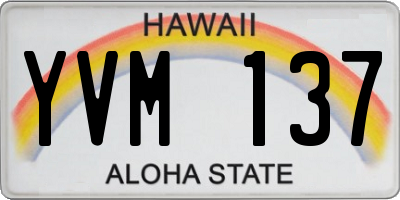 HI license plate YVM137