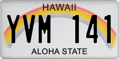 HI license plate YVM141