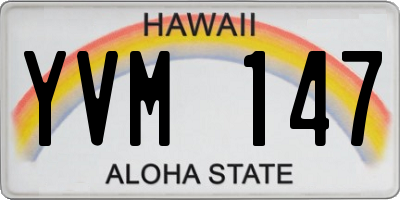 HI license plate YVM147