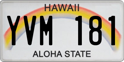 HI license plate YVM181