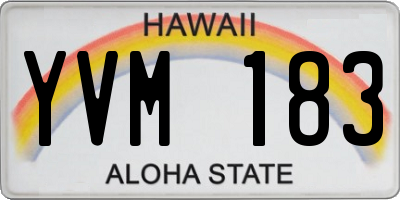 HI license plate YVM183