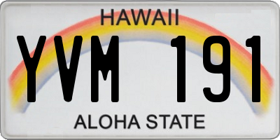 HI license plate YVM191