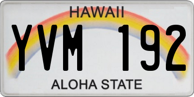 HI license plate YVM192