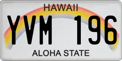 HI license plate YVM196