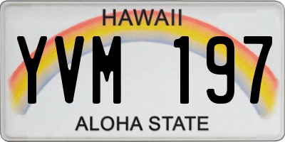 HI license plate YVM197