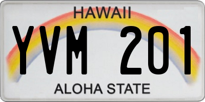 HI license plate YVM201