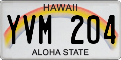 HI license plate YVM204