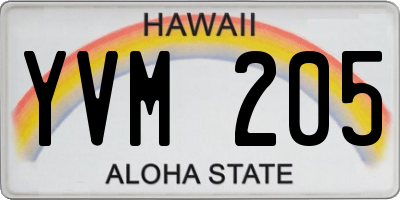 HI license plate YVM205