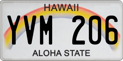 HI license plate YVM206