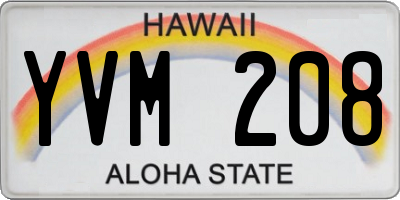 HI license plate YVM208
