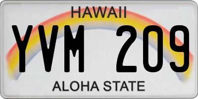 HI license plate YVM209