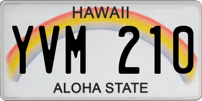 HI license plate YVM210
