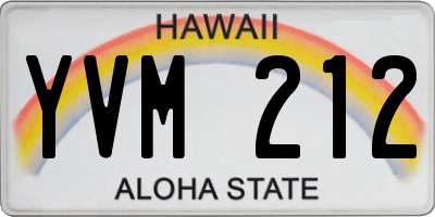 HI license plate YVM212