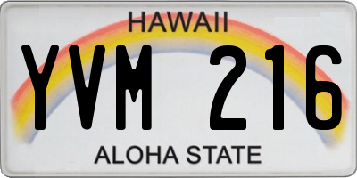 HI license plate YVM216