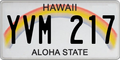 HI license plate YVM217