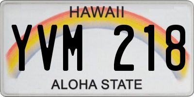 HI license plate YVM218