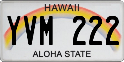 HI license plate YVM222