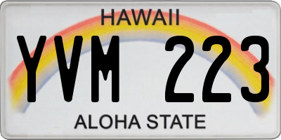 HI license plate YVM223