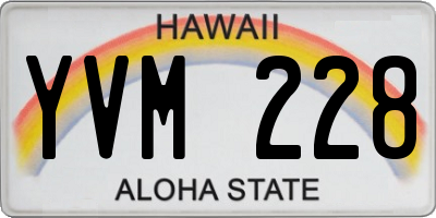 HI license plate YVM228