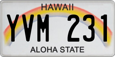 HI license plate YVM231
