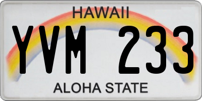 HI license plate YVM233
