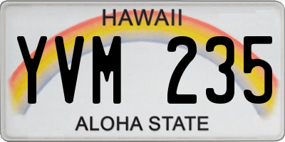 HI license plate YVM235