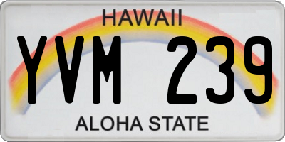 HI license plate YVM239