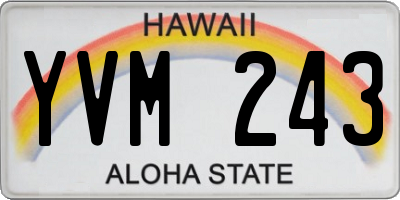 HI license plate YVM243