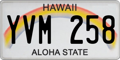 HI license plate YVM258