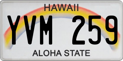HI license plate YVM259