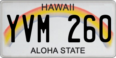 HI license plate YVM260