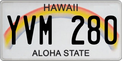 HI license plate YVM280
