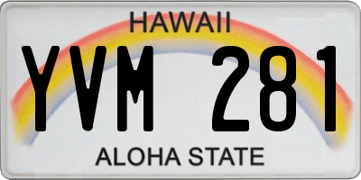 HI license plate YVM281
