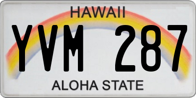 HI license plate YVM287