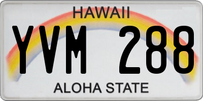 HI license plate YVM288