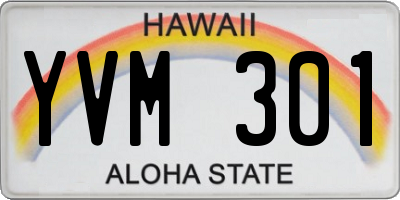 HI license plate YVM301