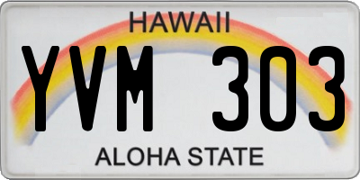 HI license plate YVM303