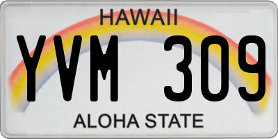 HI license plate YVM309