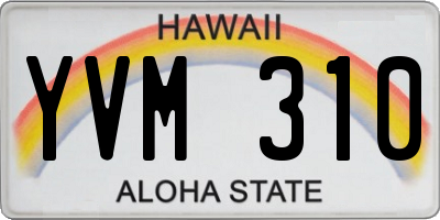 HI license plate YVM310